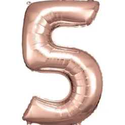 amscan® - Folienballon Große Zahl 5 Rosé Gold, 58 x 86 cm | Teddy Toys Kinderwelt