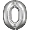amscan® - Folienballon Große Zahl 0 Silber, 66 x 88 cm | Teddy Toys Kinderwelt
