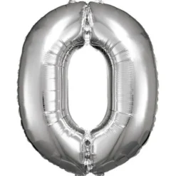 amscan® - Folienballon Große Zahl 0 Silber, 66 x 88 cm | Teddy Toys Kinderwelt
