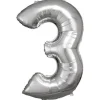 amscan® - Folienballon Große Zahl 3 Silber, 53 x 88 cm | Teddy Toys Kinderwelt