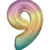 amscan® - Folienballon Große Zahl 9 Regenbogen Pastel, 86 cm | Teddy Toys Kinderwelt