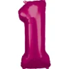 amscan® - Folienballon Große Zahl 1 Pink, 33 x 86 cm | Teddy Toys Kinderwelt