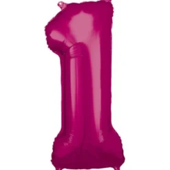 amscan® - Folienballon Große Zahl 1 Pink, 33 x 86 cm | Teddy Toys Kinderwelt