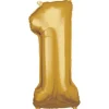 amscan® - Folienballon Große Zahl 1 Gold, 33 cm x 86 cm | Teddy Toys Kinderwelt