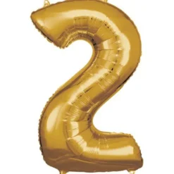 amscan® - Folienballon Große Zahl 2 Gold, 50 cm x 88 cm | Teddy Toys Kinderwelt