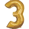 amscan® - Folienballon Große Zahl 3 Gold, 53 cm x 88 cm | Teddy Toys Kinderwelt