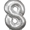 amscan® - Folienballon Große Zahl 8 Silber, 53 cm x 83 cm | Teddy Toys Kinderwelt