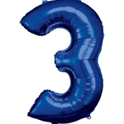 amscan® - Folienballon Große Zahl 3 Blau, 53 cm x 88 cm | Teddy Toys Kinderwelt