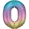 amscan® - Folienballon Große Zahl 0 Regenbogen Pastel, 86 cm | Teddy Toys Kinderwelt
