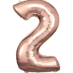 amscan® - Folienballon Große Zahl 2 Rosé Gold, 50 x 88 cm | Teddy Toys Kinderwelt