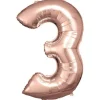 amscan® - Folienballon Große Zahl 3 Rosé Gold, 53 x 88 cm | Teddy Toys Kinderwelt