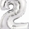 amscan® - Folienballon Mini Zahl 2 Silber, Ø 35 cm | Teddy Toys Kinderwelt