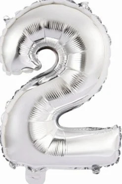 amscan® - Folienballon Mini Zahl 2 Silber, Ø 35 cm | Teddy Toys Kinderwelt