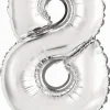 amscan® - Folienballon Mini Zahl 8 Silber, 35 cm | Teddy Toys Kinderwelt