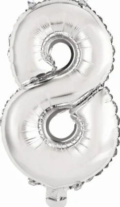 amscan® - Folienballon Mini Zahl 8 Silber, 35 cm | Teddy Toys Kinderwelt