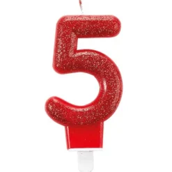 amscan® - Zahlenkerze 5 Glitzer, Höhe 7,6 cm | Teddy Toys Kinderwelt