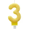 amscan® - Zahlenkerze 3 Glitzer, Höhe 7,6 cm | Teddy Toys Kinderwelt