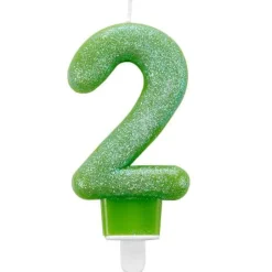 amscan® - Zahlenkerze 2 Glitzer, Höhe 7,6 cm | Teddy Toys Kinderwelt