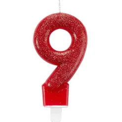amscan® - Zahlenkerze 9 Glitzer, Höhe 7,6 cm | Teddy Toys Kinderwelt