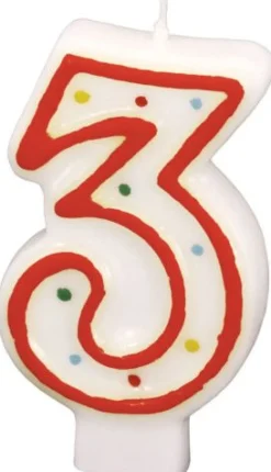 amscan® - Zahlenkerze 3, Höhe 7,3 cm | Teddy Toys Kinderwelt