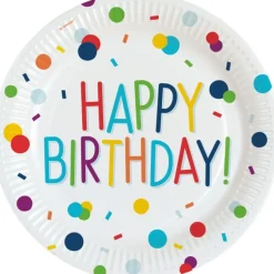amscan® Confetti Birthday - 8 Teller | Teddy Toys Kinderwelt