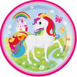 amscan® Einhorn - 8 Teller Papier, Ø 23 cm | Teddy Toys Kinderwelt