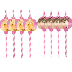 amscan® Pretty Pony - 8 Trinkhalme mit Aufsteckkarten Papier | Teddy Toys Kinderwelt
