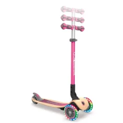 Authentic Globber - Primo Foldalble Holzdeck mit Leuchtrollen, pink | Teddy Toys Kinderwelt