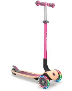 Authentic Globber - Primo Foldalble Holzdeck mit Leuchtrollen, pink | Teddy Toys Kinderwelt