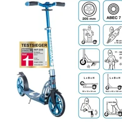 Authentic SixDegrees - Alu Scooter 205 mm, Blau | Teddy Toys Kinderwelt