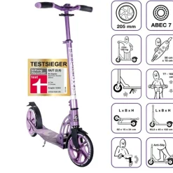 Authentic SixDegrees - Alu Scooter 205 mm, Lila | Teddy Toys Kinderwelt