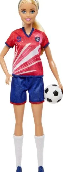 Barbie Fußballspielerin-Puppe, blond, Trikot mit der Nummer 9, Fu | Teddy Toys Kinderwelt