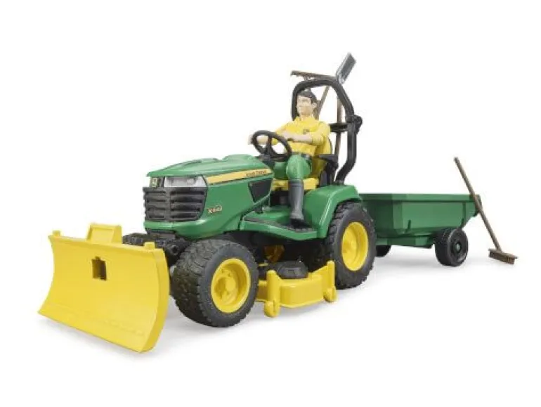 Bruder 62104 bworld John Deere Aufsitzrasenmäher m. Anhäng. u Gär | Teddy Toys Kinderwelt