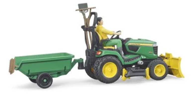Bruder 62104 bworld John Deere Aufsitzrasenmäher m. Anhäng. u Gär | Teddy Toys Kinderwelt