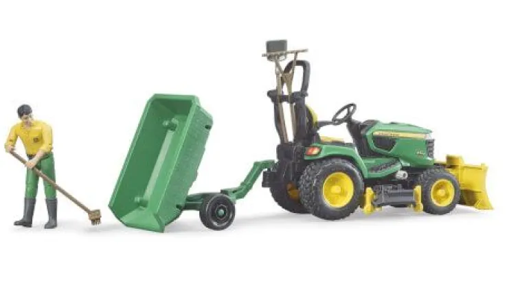 Bruder 62104 bworld John Deere Aufsitzrasenmäher m. Anhäng. u Gär | Teddy Toys Kinderwelt