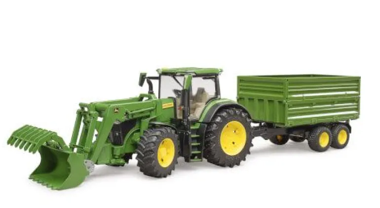 Bruder - John Deere 7R 350 mit Frontlader und Tandemachstransportanhänger | Teddy Toys Kinderwelt