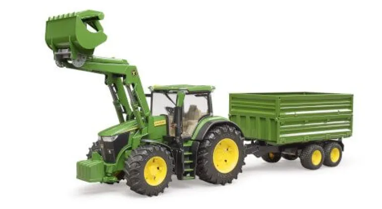 Bruder - John Deere 7R 350 mit Frontlader und Tandemachstransportanhänger | Teddy Toys Kinderwelt