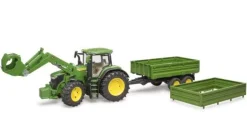 Bruder - John Deere 7R 350 mit Frontlader und Tandemachstransportanhänger | Teddy Toys Kinderwelt