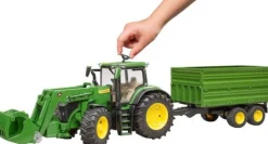 Bruder - John Deere 7R 350 mit Frontlader und Tandemachstransportanhänger | Teddy Toys Kinderwelt