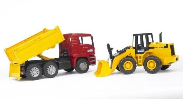 Bruder - MAN TGA Kipplastwagen mit Gelenkradlader FR130 | Bruder | Marken | Teddy Toys Kinderwelt