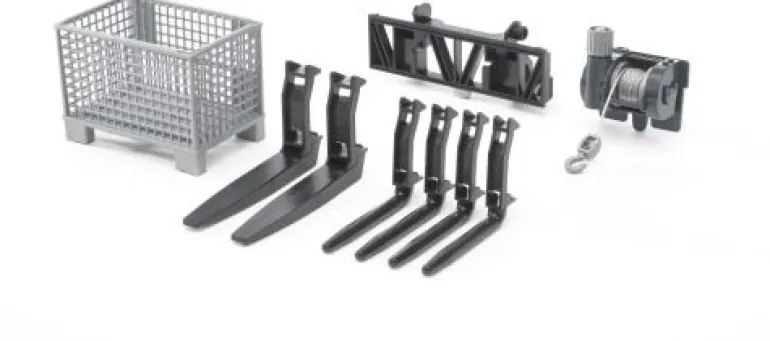 Bruder - Zubeh?r: Gitterpalette, Seilwinde & Frontladergabel | Teddy Toys Kinderwelt