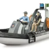 Bruder bworld - Polizei Schlauchboot, Rundumleuchte, 2 Figuren und Zubehör | Teddy Toys Kinderwelt