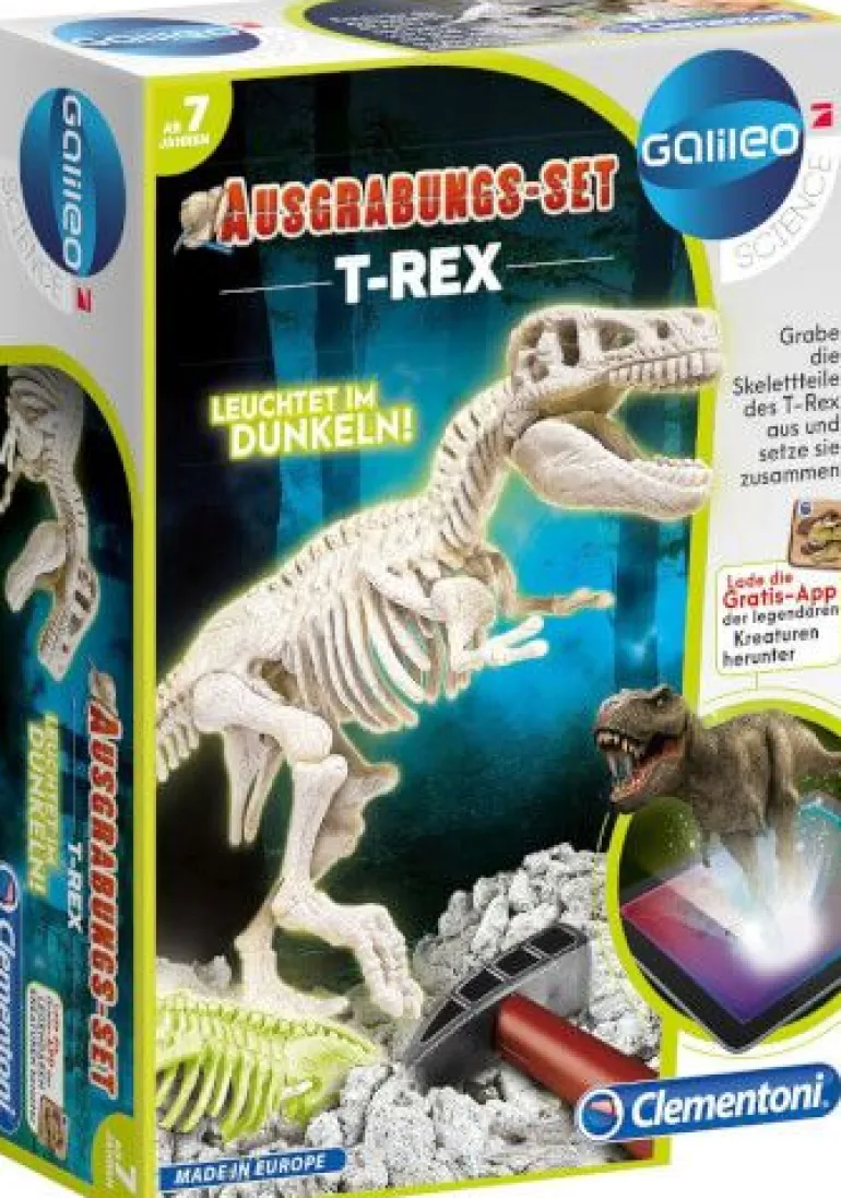 Clementoni Galileo - Ausgrabungsset Dinosaurier T-Rex Glow in the dark | Teddy Toys Kinderwelt