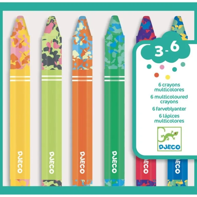 DJECO Farben - 6 mehrfarbige Kreiden | Teddy Toys Kinderwelt