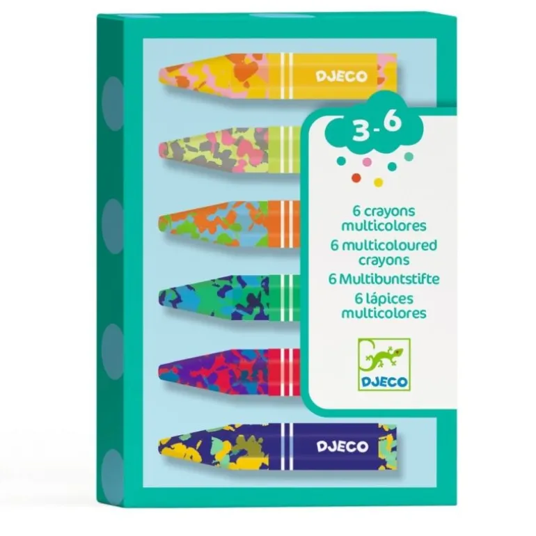DJECO Farben - 6 mehrfarbige Kreiden | Teddy Toys Kinderwelt