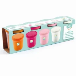 DJECO Knete - 4 Dosen je 140 g in rosa, pink, weiß, orange | Teddy Toys Kinderwelt