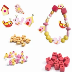 DJECO Schmuck basteln - Holzperlen, Vögel | Teddy Toys Kinderwelt