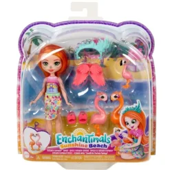 Enchantimals Puppen, Sunshine Beach Flamingo Family Puppe und Fig | Teddy Toys Kinderwelt