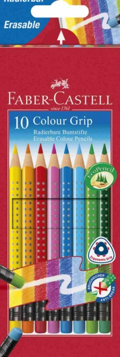 Faber-Castell - Colour Grip radierbare Buntstifte, 10er Set | Teddy Toys Kinderwelt