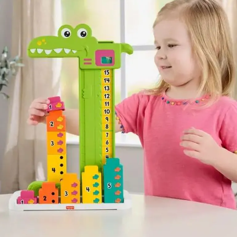 Fisher-Price Mein Zahlen-Krokodil Lernspielzeug mit 10 Stapelblöc | Teddy Toys Kinderwelt